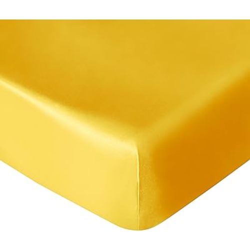NTBAY Silk Satin Fitted Crib Sheet, Super Soft and Silky 28x52 Crib Sheet for Standard Crib and Toddler Mattresses, Boys, Girls, Unisex, Yellow, 28x52 Inches