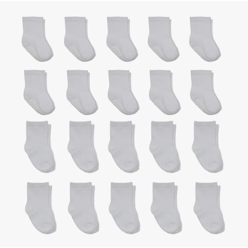 Little Me 20-Pack Newborn Baby Infant & Toddler Unisex Socks, 0-12/12-24 Months, Assorted Size Pack, White