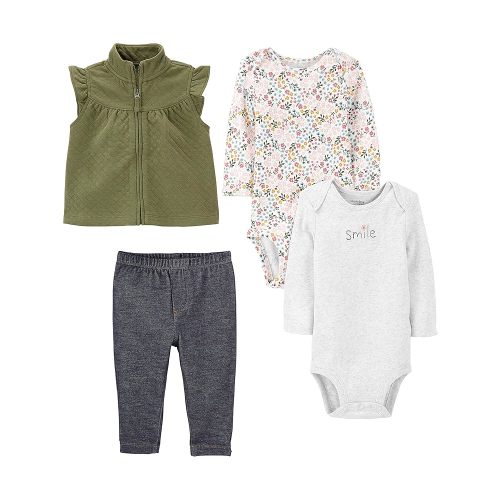 Simple Joys by Carter's Baby Girls' 4-Piece Short-Sleeve Shirts and Pants Playwear Set