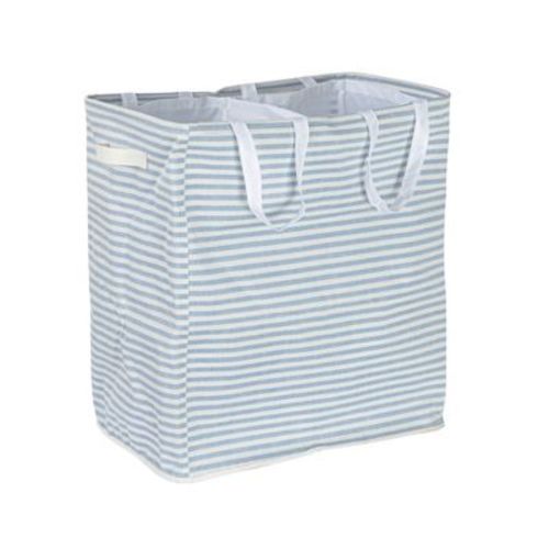 Rectangular Double Sorter with Handles, Blue and White Stripe