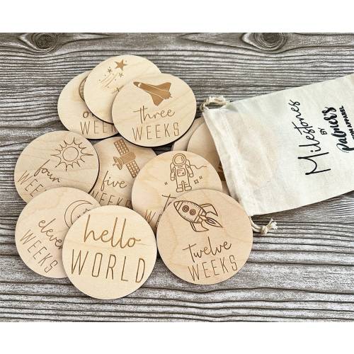 Baby Milestone Cards, Weekly Milestone for Baby Photos, Baby Gift, Baby Shower Gift, Baby Space Theme,Milestone Cards,Weekly Milestone Cards