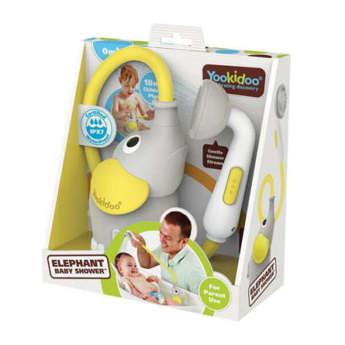 Elephant Baby Bath Toy Shower - Soothing & Gentle Stream, One-Handed Operation, Portable with Circulating Water Pump, From Birth