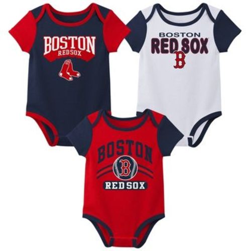 Mlb Boston Red Sox Infant Boys' 3pk White Bodysuit - 3-6m