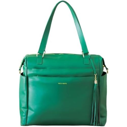 Large Diaper Bag Backpack, Vegan Leather Diaper Travel Tote Bag with Changing Pad and Stroller Straps