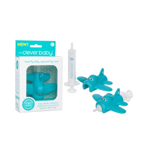 The Clever Baby Jet Teether and Dispenser - All-in-One Baby Medicine and Food Feeder - Baby Teeth & Gum Relief - Easy to Hold - Frozen Cold Teether - BPA Free