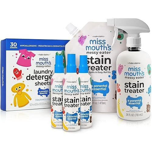 Miss Mouth's Messy Eater Stain Treater Ultimate Laundry Bundle with Stain Treater and Detergent Sheets