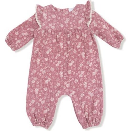 Bandana Floral Print Organic Cotton Muslin Romper, 6-12M