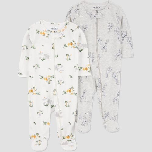 Carter's Just One You®️ Baby Boys' 2pk Giraffes Sleep N' Play - Gray/ivory 6m