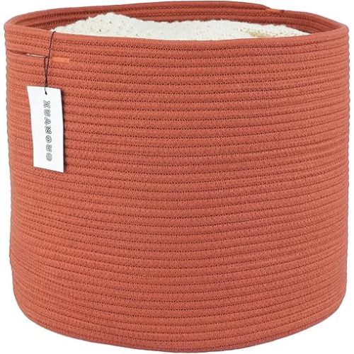 Cotton Rope Basket For Nursery 16”X14” Baby Laundry Basket Nursery Bin Round Woven Baskets Organizer For Storage Toys Blankets Shoes Clothes rustic