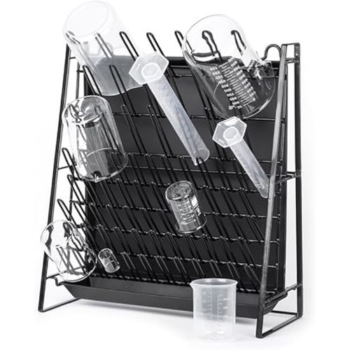 Drying Rack for Lab Glassware and Bottles - Laboratory Draining Dryer Stand for Countertop, Space Saving Steel Wire Frame - Station for Baby Feeding Bottle