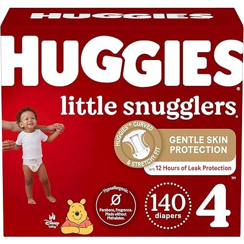 Huggies Size 4 Diapers, Little Snugglers Baby Diapers, Size 4 (22-37 lbs), 70 Count (Pack of 2)