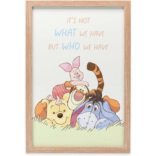 Open Road Brands Disney Winnie The Pooh It's Who We Have Framed Wood Wall Decor - Cute Winnie The Pooh Wall Art for Home Decorating