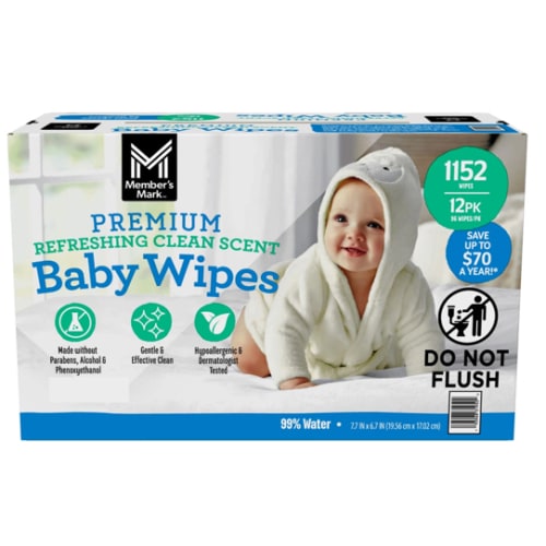 Member's Mark Premium Baby Wipes, Refreshing Clean Scent, 12 pk., 1152 Wipes - Sam's Club