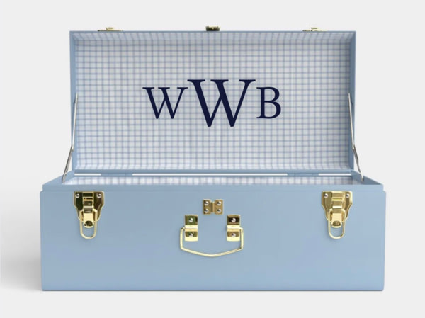 Petite Trunk - Light Blue - Picnic in Blue / Embroidery