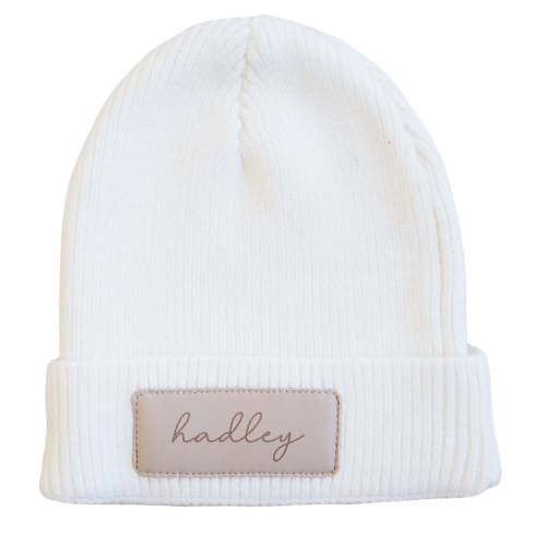 Personalized Leather Patch Beanie | All Colors