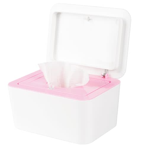 Baby Wipes Dispenser, One-Handed Operation Wipes Container, Pink | Baby Wipes Holder with Non-Slip Base, Keeps Wipes Fresh, Easy to Open, Fits Adults & Babies