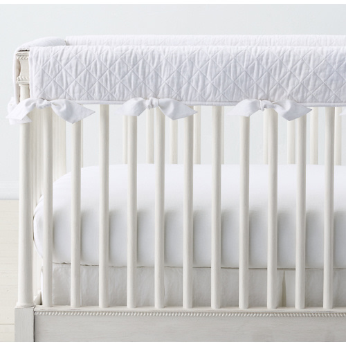Washed Linen-Cotton Diamond Crib Rail Cover | RH Baby & Child