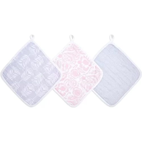aden + anais Essentials Washcloth Set, Super Soft 100% Cotton Muslin, 3-Pack, Damsel