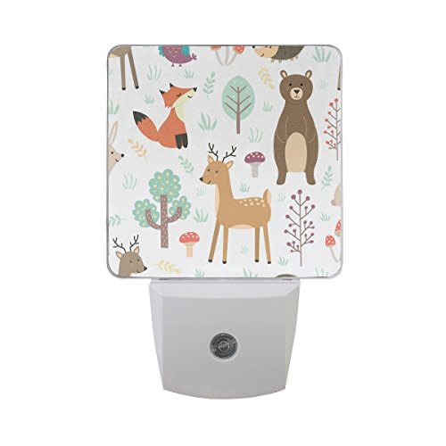 2 Pack Plug-in LED Night Light Lamp Baby Elephant Spraying Rainbow Printing with Dusk to Dawn Sensor for Bedroom, Bathroom, Hallway, Stairways, 0.5W (Animals)