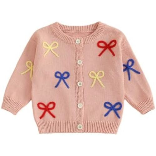 Baby Girl Cardigan Sweater Toddler Floral/Strawberry Button Down Long Sleeve Knit Outfits Cute Fall Winter Clothes