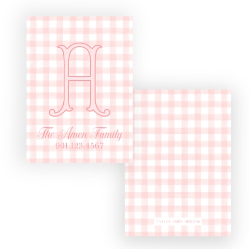 Pink Gingham Luggage Tag