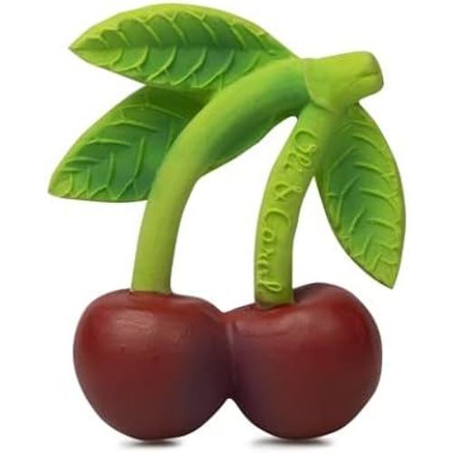 Oli & Carol Natural Rubber Teether - Fruit Shaped Teething Toy for Babies 0-12 Months | Baby Teething Relief | Teethers for Infants 0-6 & 6-12 Months | Natural Hevea Rubber (Mery The Cherry)