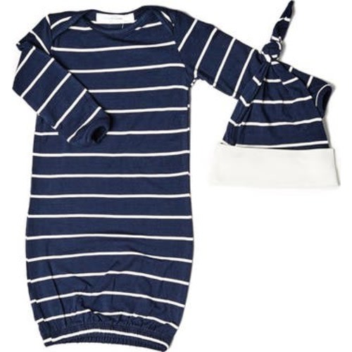 Stripe Gown & Hat Set, 0-3M