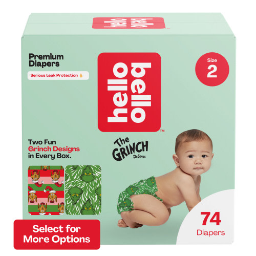 Hello Bello X Dr. Seuss The Grinch Infant Diapers, Size 2, 74ct (Select for More Options)