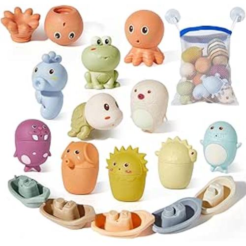 Amazon.com: Silicone Animal Bath Toys with Floating Boats for Toddlers 1-3, 15 PCS Mold Free Bathtub Toy for Infants 6-12 Months, Eco-Friendly Non Toxic Water Table Toys : Toys & Games