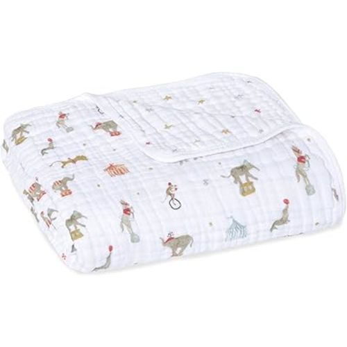 aden + anais Essentials Dream Blanket, Muslin Baby Blankets for Girls & Boys, Ideal Lightweight Newborn Nursery & Crib Blanket, Elephant Circus