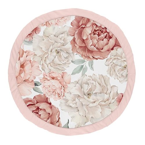 Sweet Jojo Designs Blush Pink Boho Shabby Chic Floral Girl Baby Play Mat Tummy Time Activity Infant Playmat for Playpen Tent Teepee Floor Off White Bohemian Vintage Garden Watercolor Flower Elegant