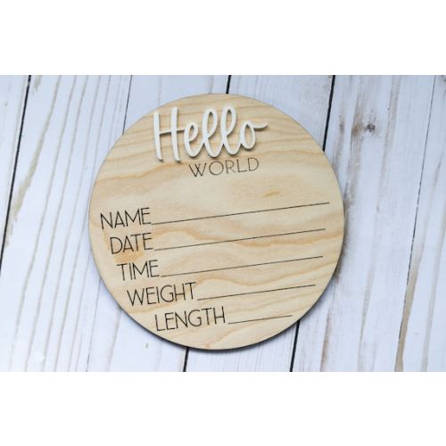 Baby Birth Stats "hello World" Wooden Round - Etsy