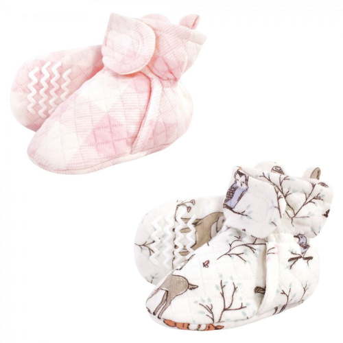 Hudson Baby Infant and Toddler Girl Quilted Booties 2pk, Enchanted Forest, 0-6 Months