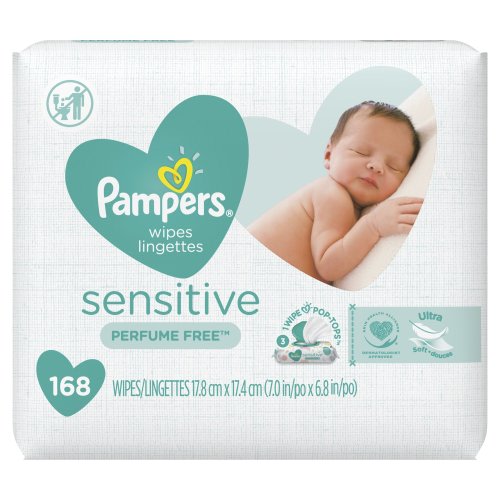 Pampers Sensitive Baby Wipes, 3 Pop-Top Packs, 168 Total Wipes