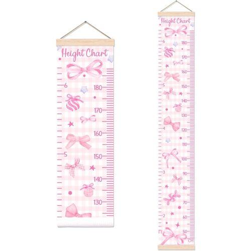 Pink Bow Height Chart for Wall Decor, Cute Bow Decor Height Chart for Teen Girls, Height Measurement for Bedroom Wall Hanging, Perfect for Nursery Room Decor Height Wall Chart