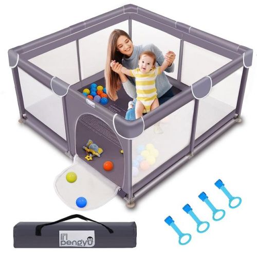 Li'l Pengyu Large Baby Playpen With Mat - 50x 50 Inch