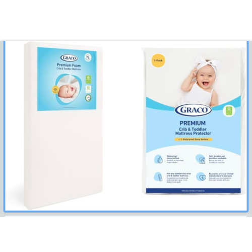 Graco Premium Crib Mattress & Protector Value Bundle (1-Pack) – Includes GREENGUARD Gold Certified Crib & Toddler Mattress, GREENGUARD Gold Certified Waterproof Protector