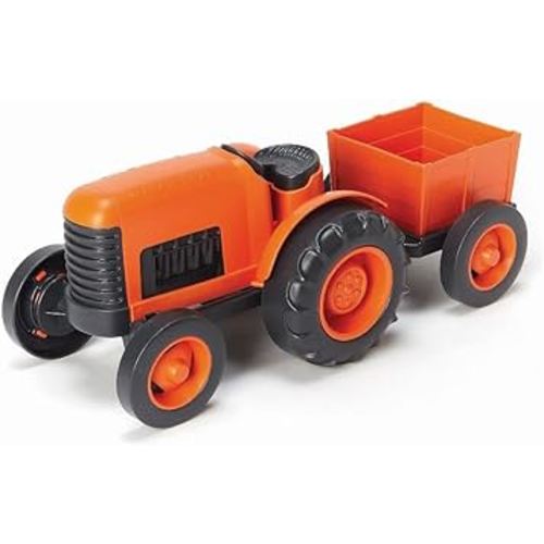 Green Toys Tractor, Orange - Pretend Play, Motor Skills, Kids Toy Vehicle. No BPA, phthalates, PVC. Dishwasher Safe, Recycled Plastic
