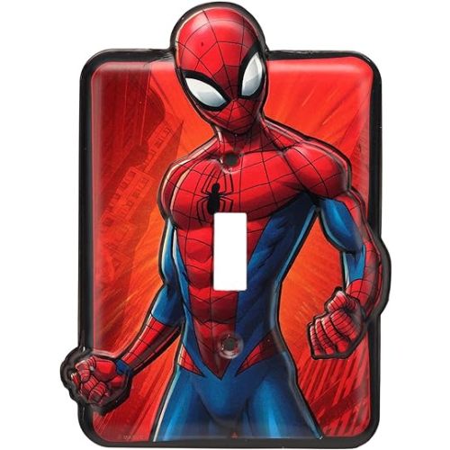 Marvel Spider-Man Embossed Metal Light Switch Plate - Spider-Man Switch Plate Decoration for Bedroom or Man Cave