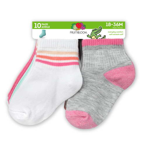 Fruit of the Loom Toddler Ankle Socks - 10-Pack