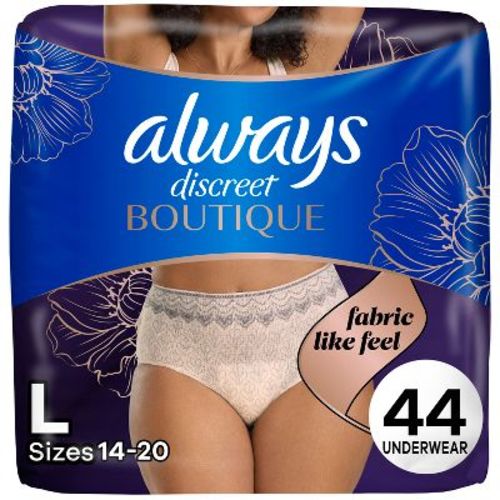 Always Discreet Boutique Underwear Women's Incontinence - Maximum Protection - Large - 10ct