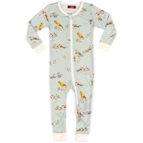 Blue Bird Bamboo Zipper Pajama