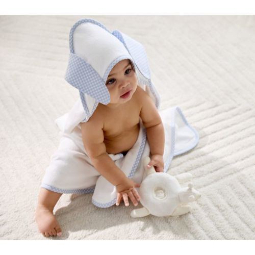 Gingham Critter Baby Hooded Towel & Washcloths | Pottery Barn Kids