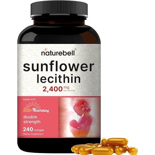 NatureBell Sunflower Lecithin 2,400mg, 4 Months Supply, 240 Softgels | Infused with Non-GMO Sunflower Seed Oil – Rich in Phosphatidyl Choline – No Soy, No Gluten