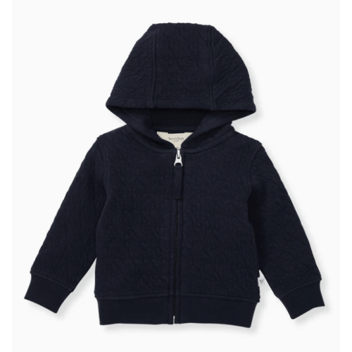 Organic Cotton Quilted Bee Baby Jacket - Midnight