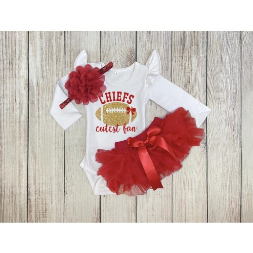 Baby Girl Football Outfit - Kansas Chief's Cutest Fan Outfit - Kansas Chiefs Football with Daddy Outfit