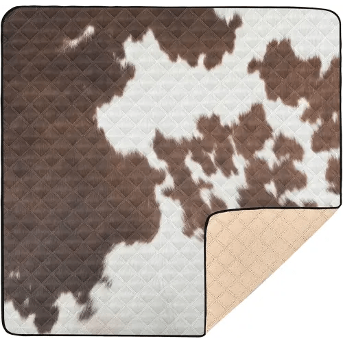 Western Cow Skin Texture Large Non-Slip Baby Playmat for Indoor Outdoor Washable Travel Play Mat for Babies Infants Toddlers, 50'' x 50''