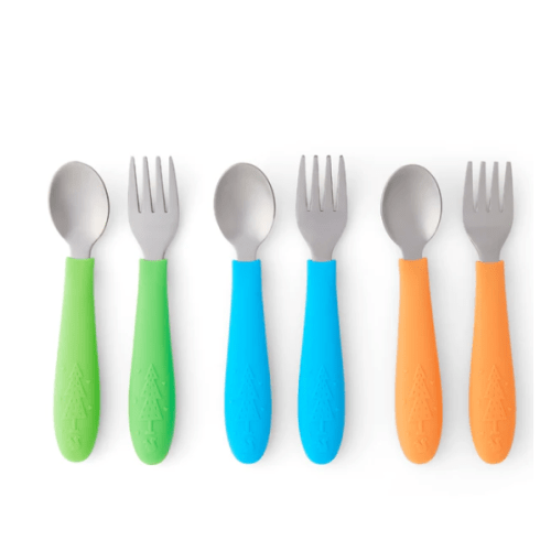 Babies/Toddler Stainless Steel Spoons + Forks with Silicone Handle