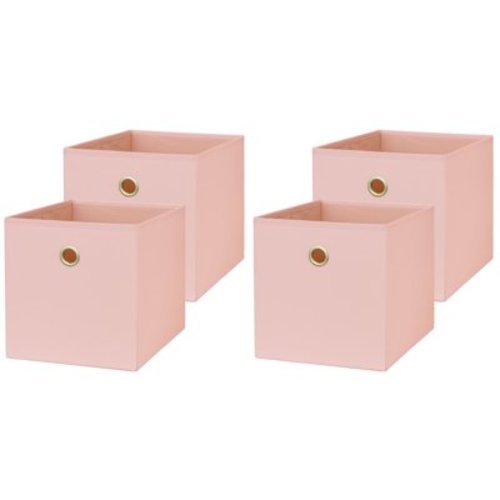 Mainstays Collapsible Fabric Cube Storage Bins (10.5" x 10.5"), 4 Pack, Pearl Blush
