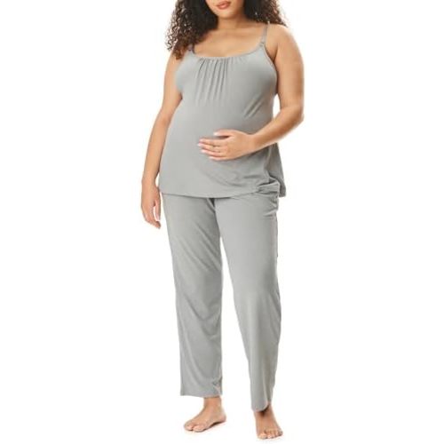 Motherhood Maternity Women's Swing Cami & Foldover Pant, Lounge Set, Breastfeeding Sleepwear